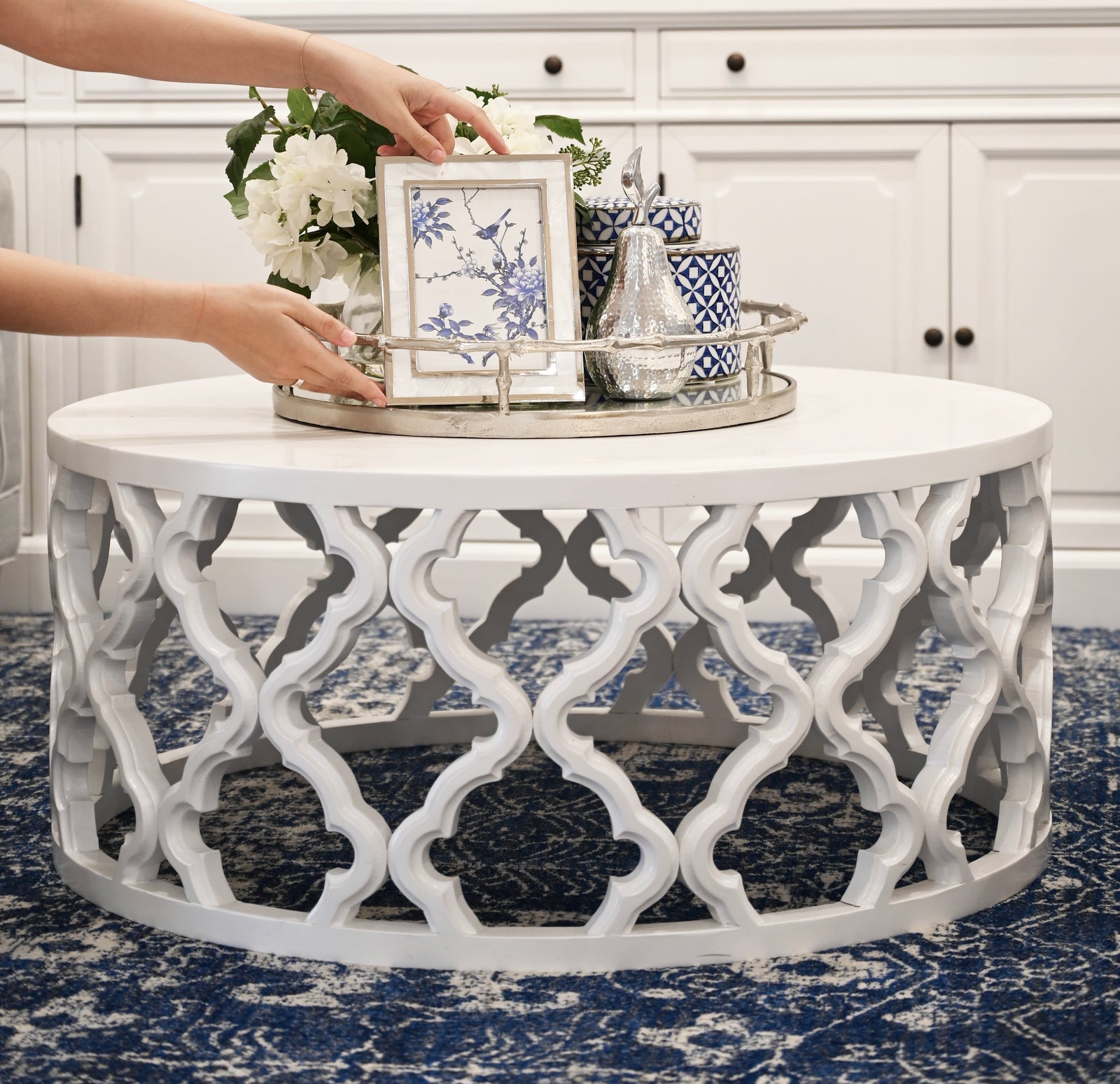 Sahara Satin White Round Coffee Table - Sydney Floorstock