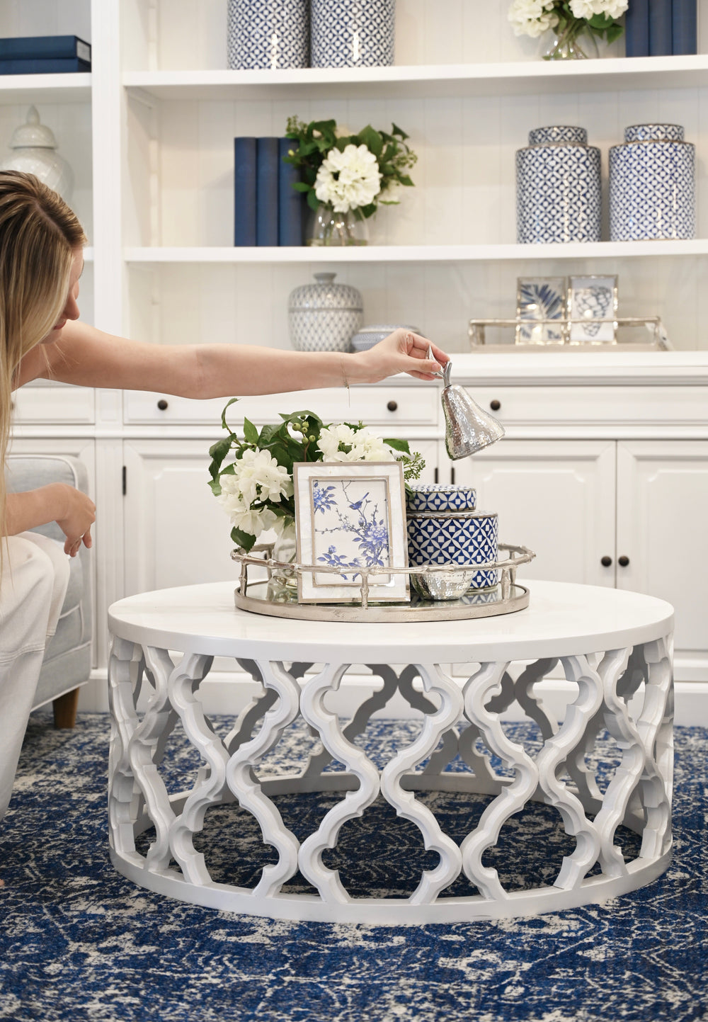 Sahara Satin White Round Coffee Table