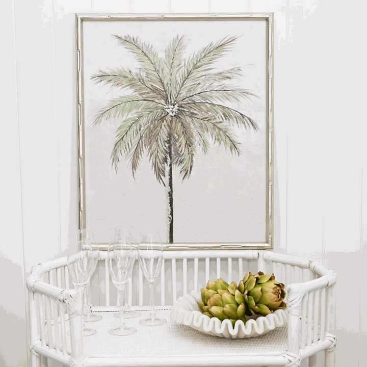 Palm Paradise Small Canvas in Bamboo Champagne Frame