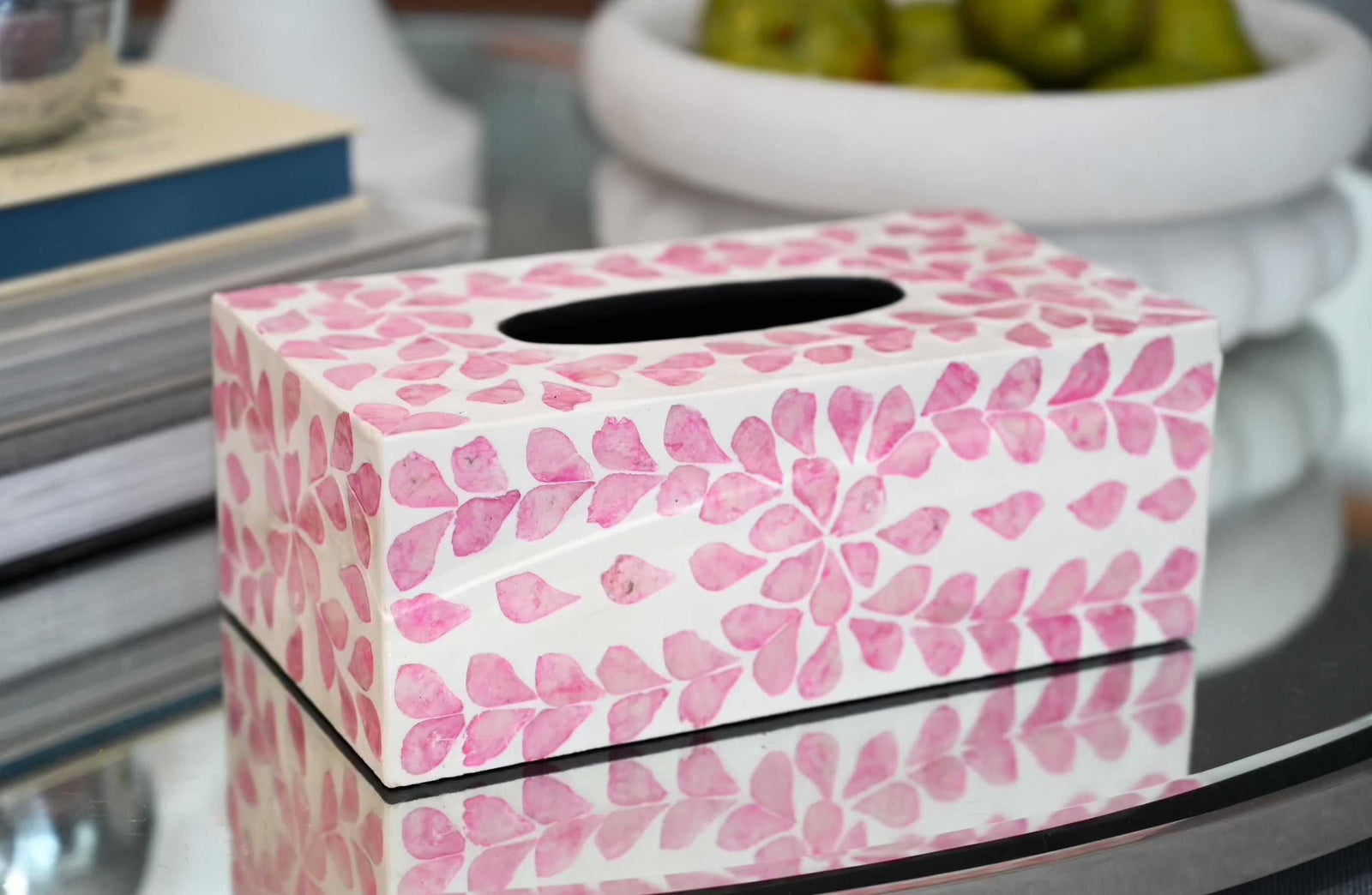 Vine Pink Mother of Pearl Tissue Box