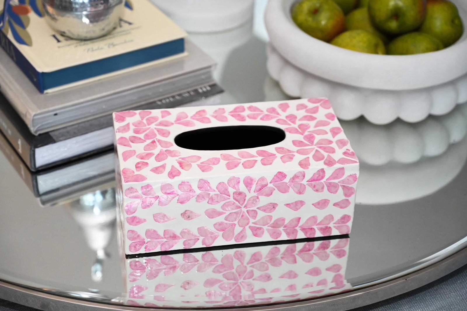 Vine Pink Mother of Pearl Tissue Box