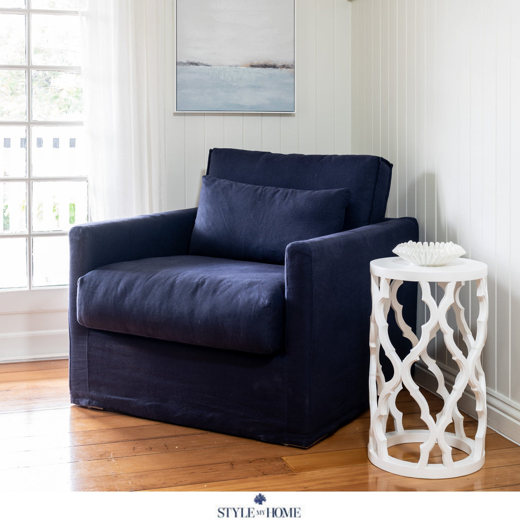 Hamptons slipcover removable armchair linen