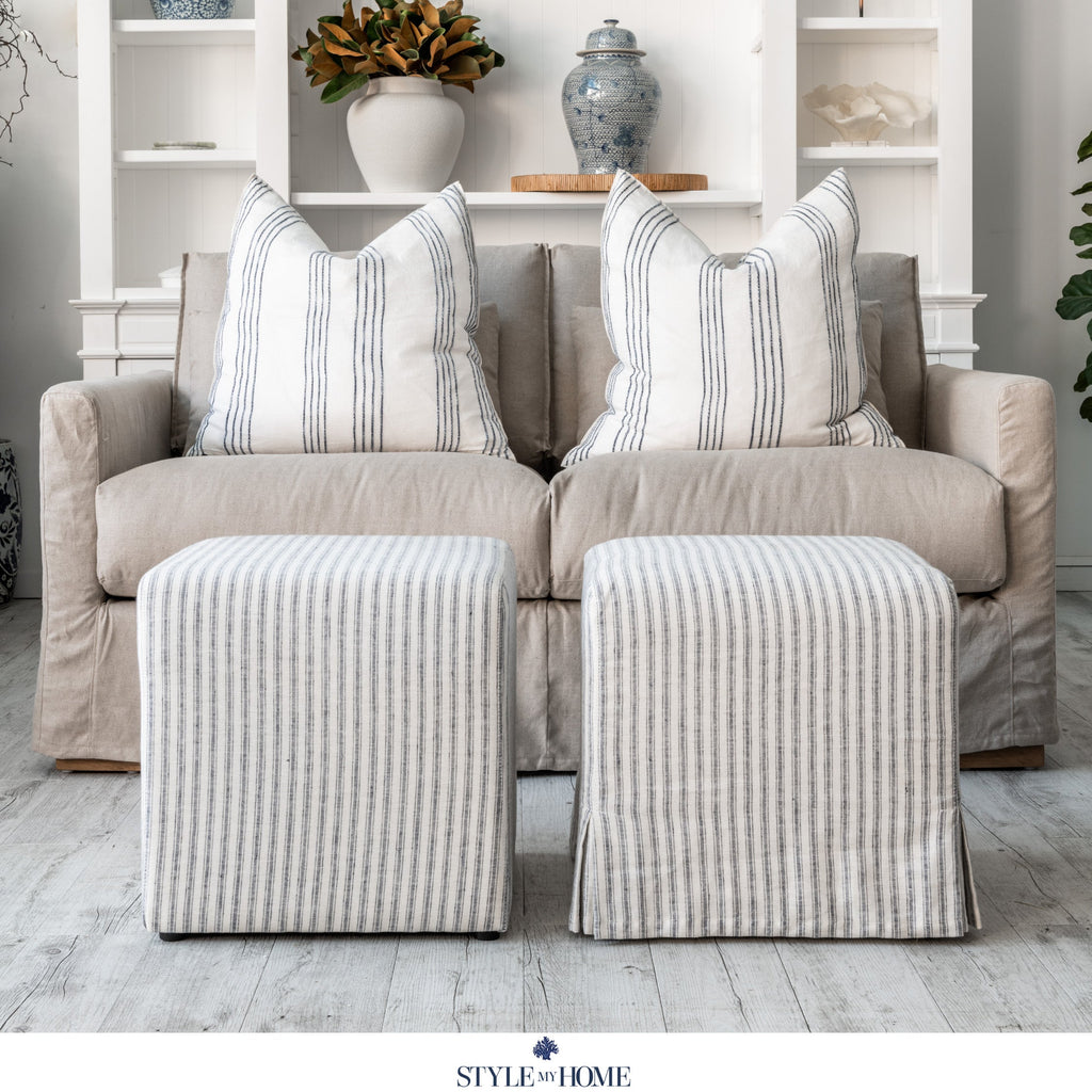 Coastal Hamptons linen slipcover sofa modern