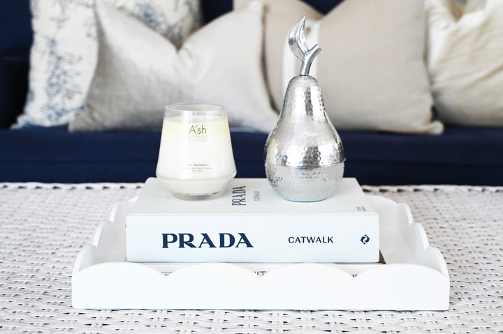 Scallop Rectangular White Lacquer Tray