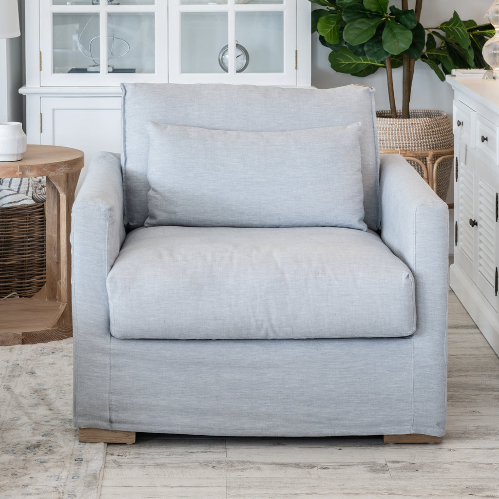 Buy Hamptons 'Capri' Slip Cover Linen Armchair Covers Only