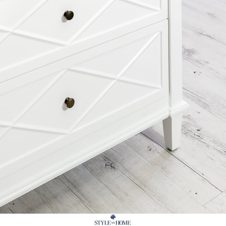 Brisbane Floorstock Slightly Damaged 'Ascot' White Chest of Drawers