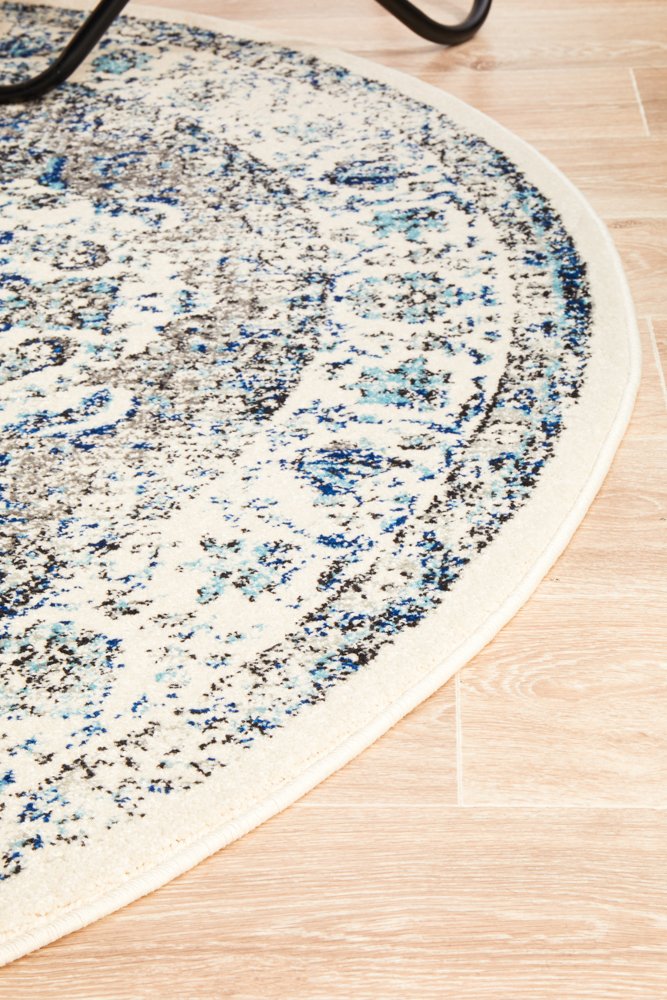 Mist White Transitional Round Rug