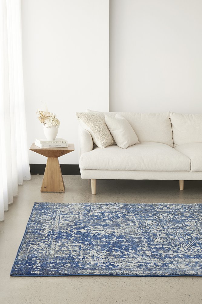 Contrast Navy Transitional Rectangle Rug