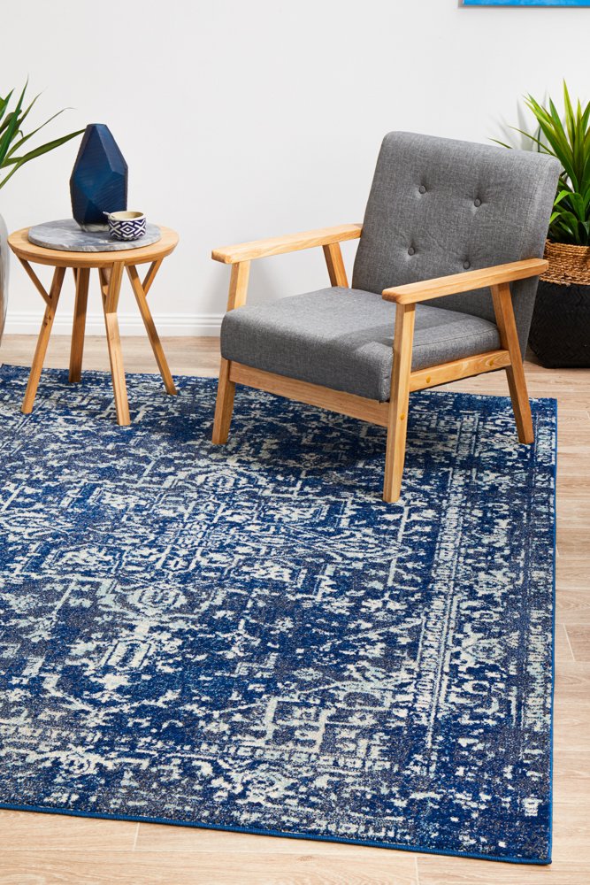 Contrast Navy Transitional Rectangle Rug