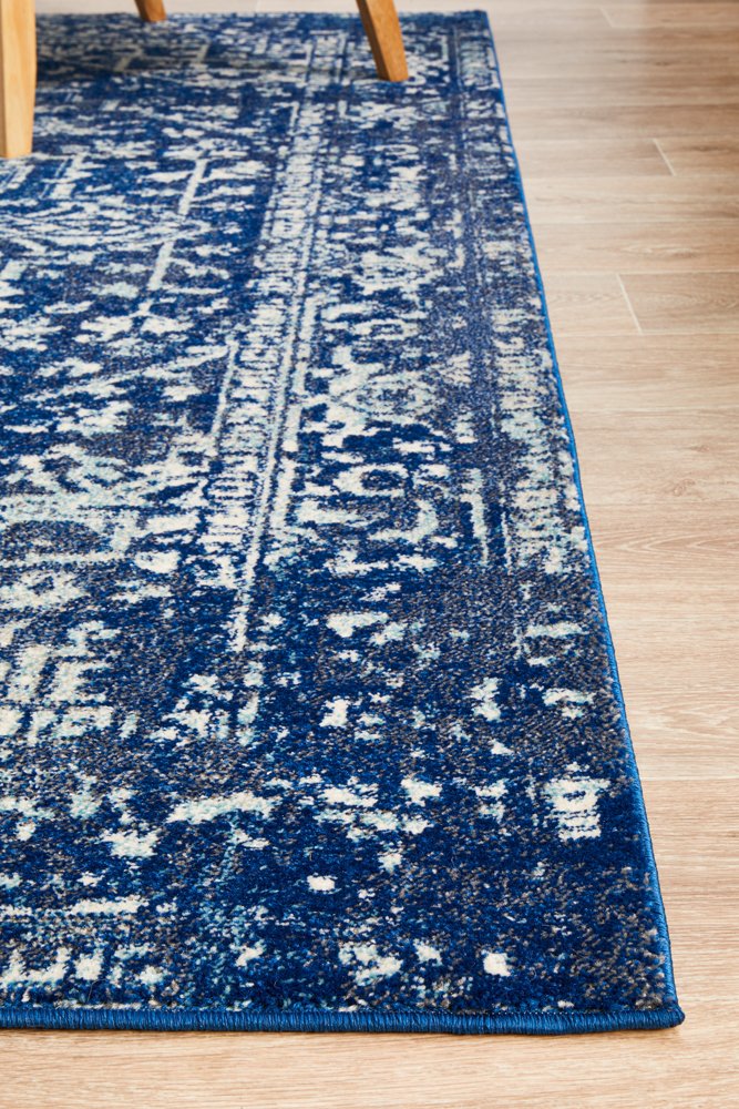 Contrast Navy Transitional Rectangle Rug