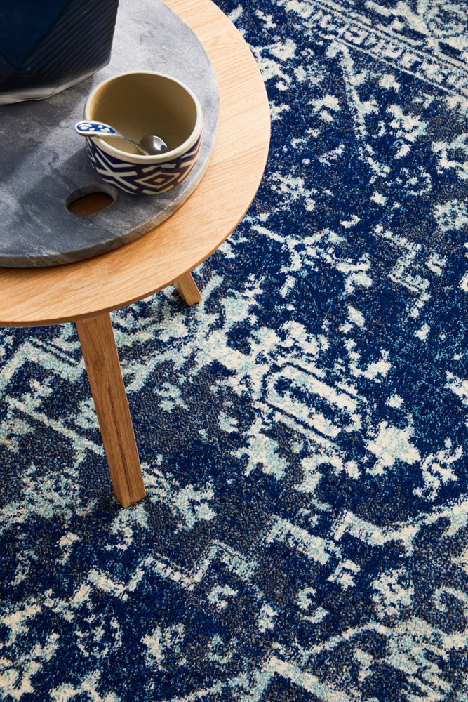 Contrast Navy Transitional Rectangle Rug