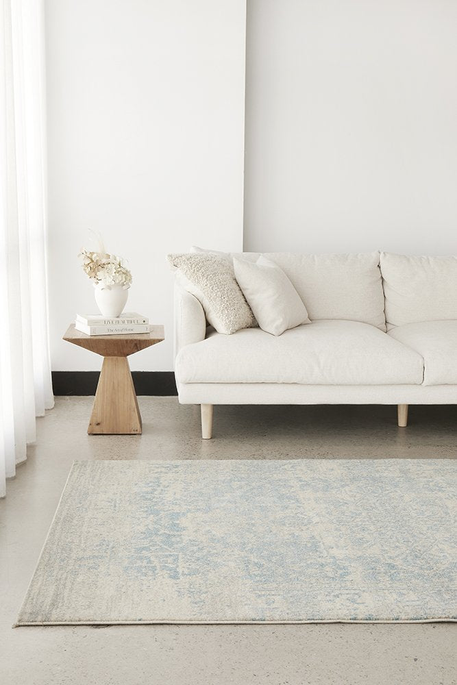 Glacier White Blue Transitional Rectangle Rug