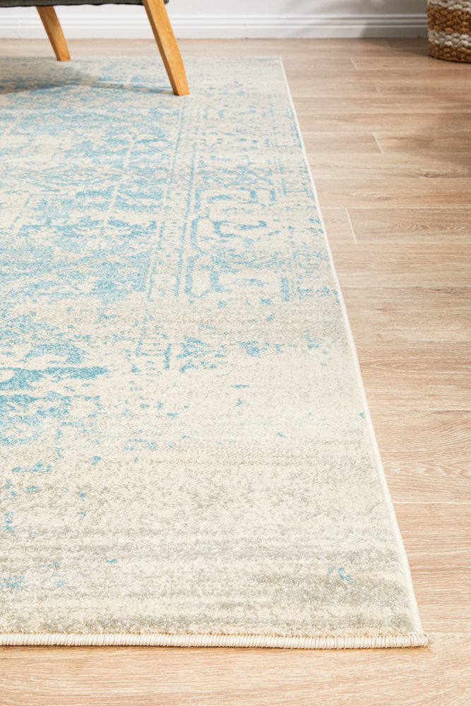 Glacier White Blue Transitional Rectangle Rug