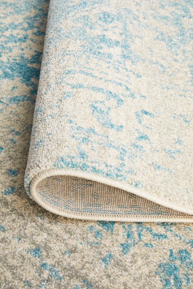 Glacier White Blue Transitional Rectangle Rug