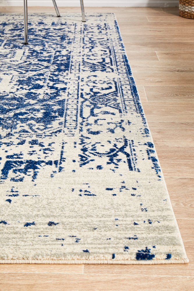 Horizon White Navy Transitional Rectangle Rug