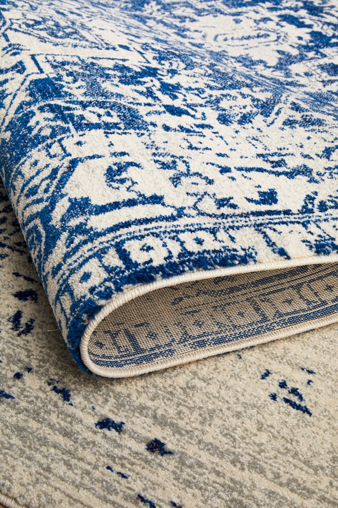 Horizon White Navy Transitional Rectangle Rug