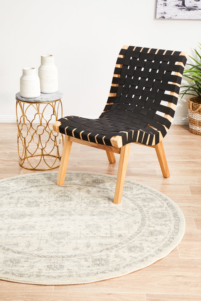 Winter White Transitional Runner Round Rug