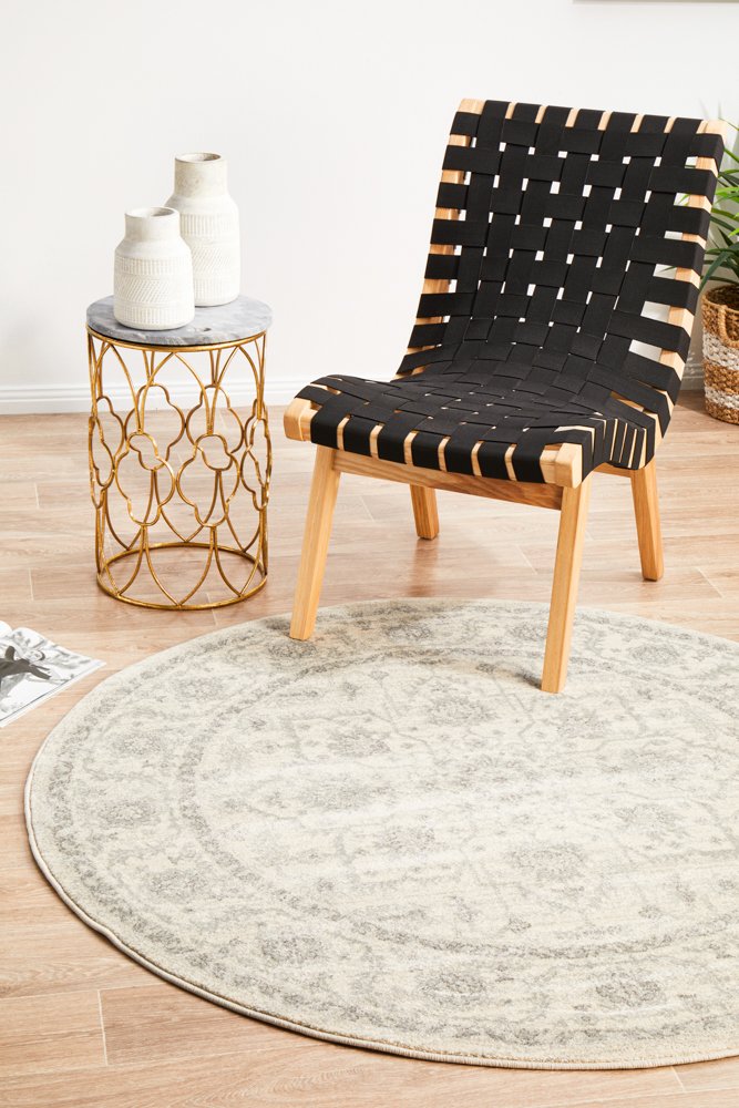 Winter White Transitional Runner Round Rug