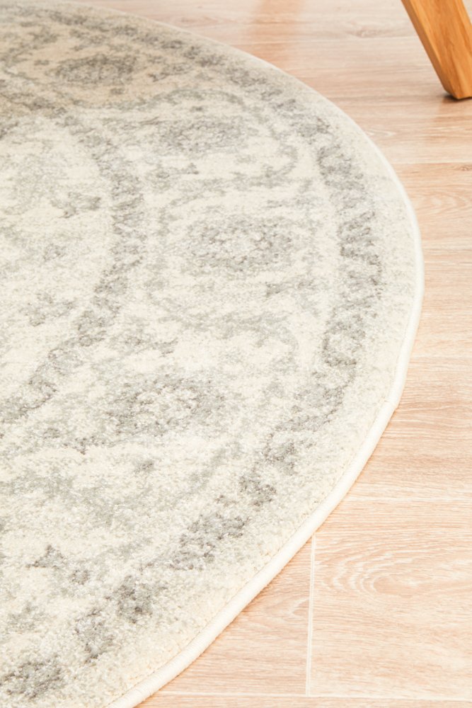 Winter White Transitional Runner Round Rug