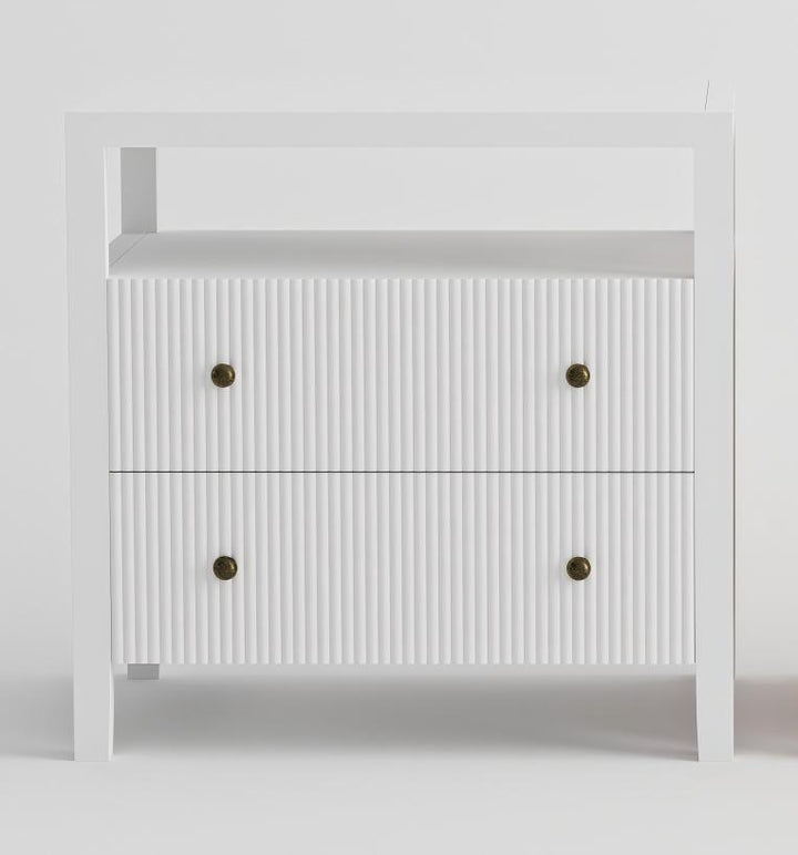 Ellis Medium Bedside Table Satin White 65cm wide x 45cm deep x 65cm high