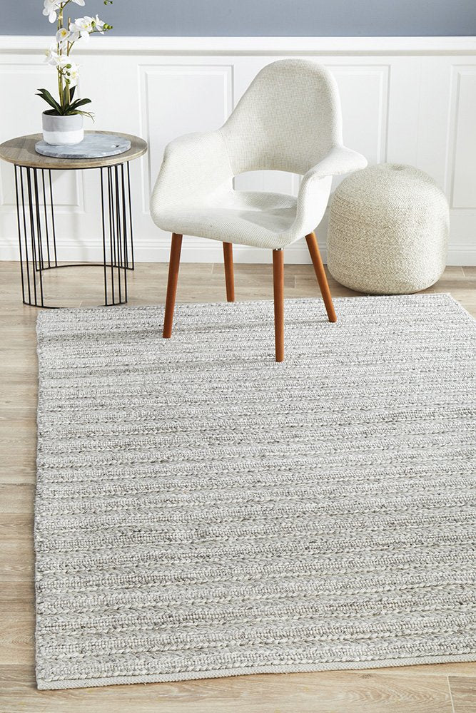Evelyn Wool Silver Rectangle Rug