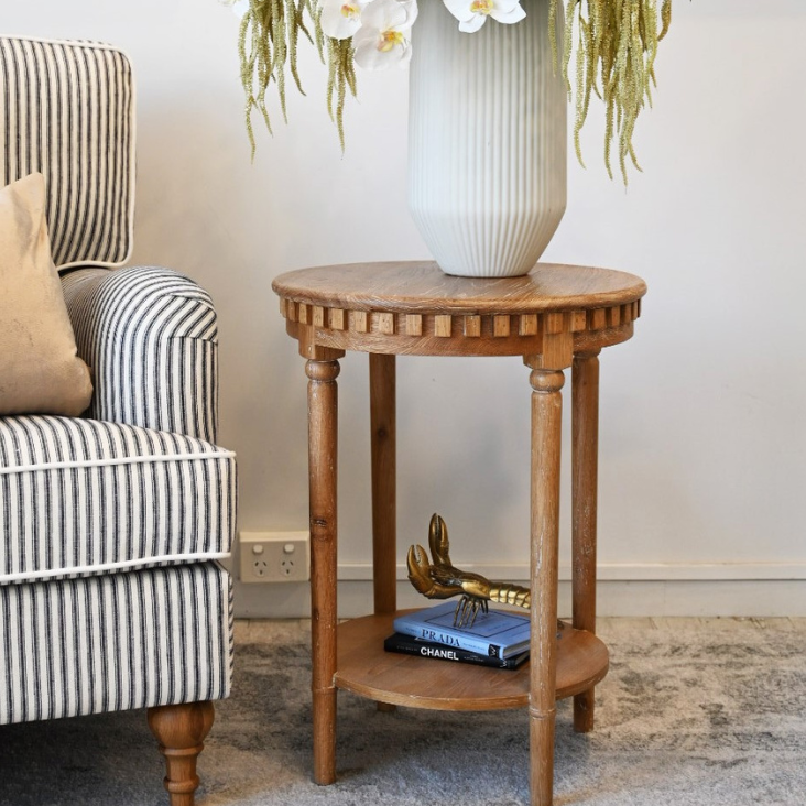 Regency Side Table Whitewash Oak 50cm wide x 50cm deep x 65cm high