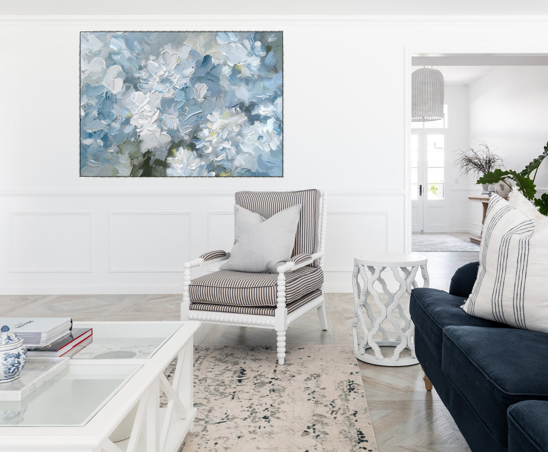 Hydrangea Haven Extra Large Canvas In Antique Silver Frame