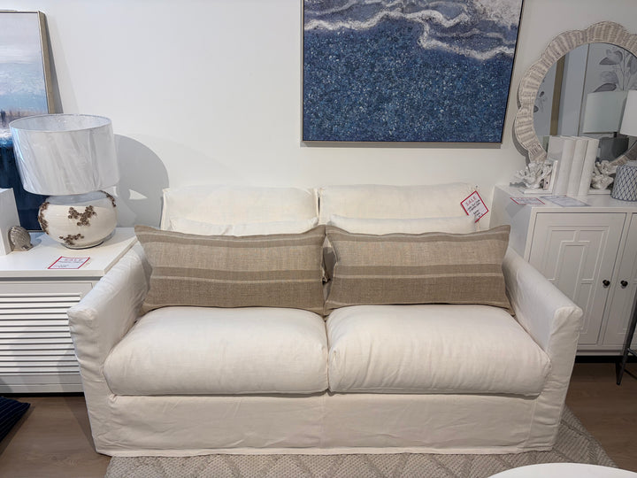 Capri White Slip Cover Linen 2 Seater Lounge