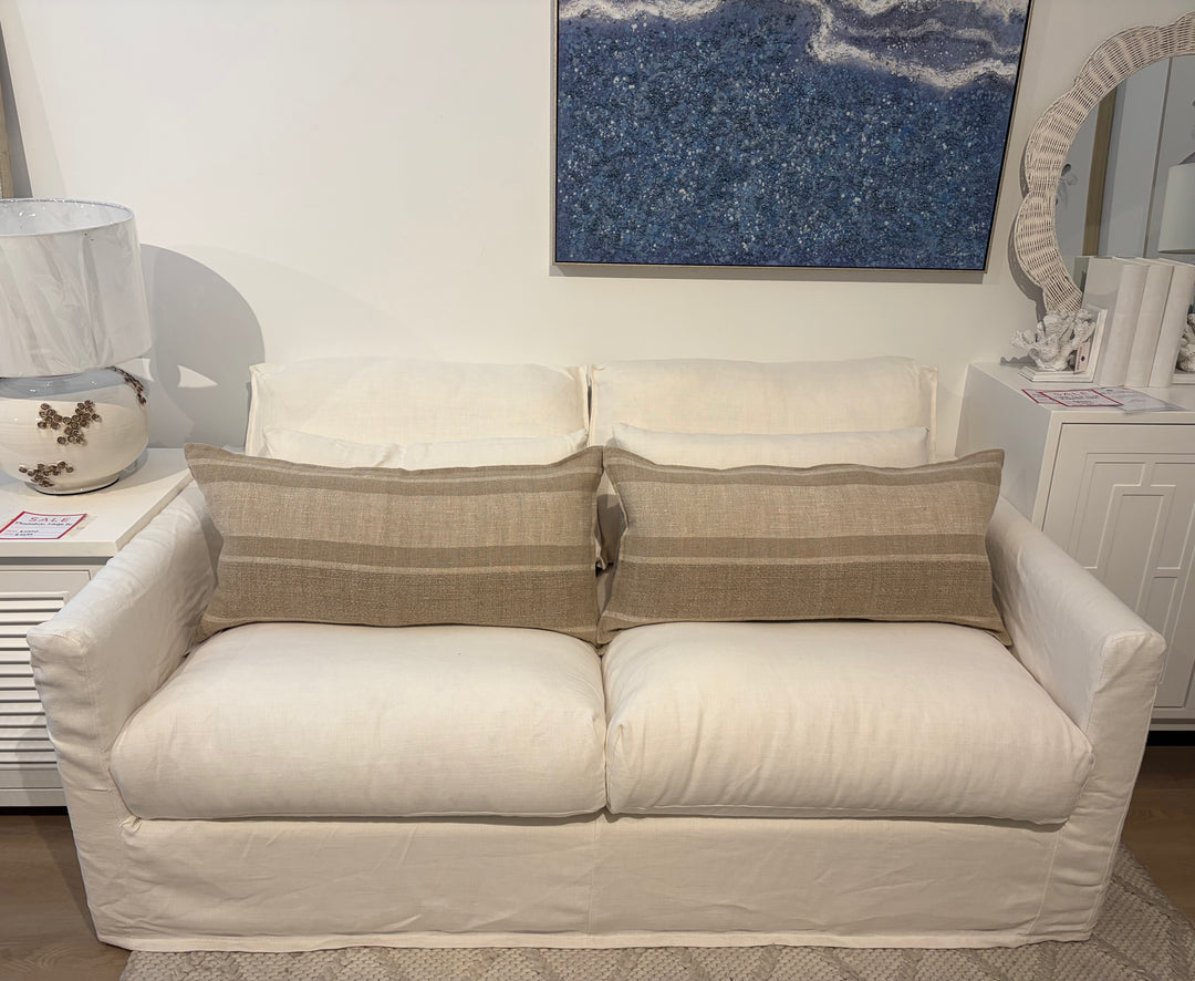 Capri White Slip Cover Linen 2 Seater Lounge