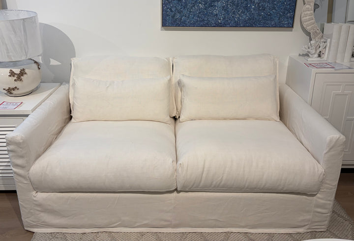 Capri White Slip Cover Linen 2 Seater Lounge