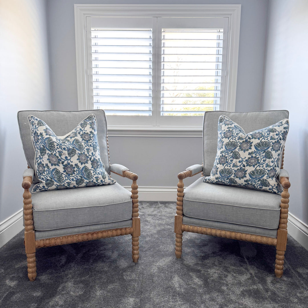 Bobbin Linen And Oak Armchair