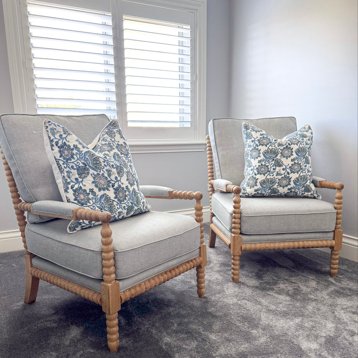 Bobbin Linen And Oak Armchair