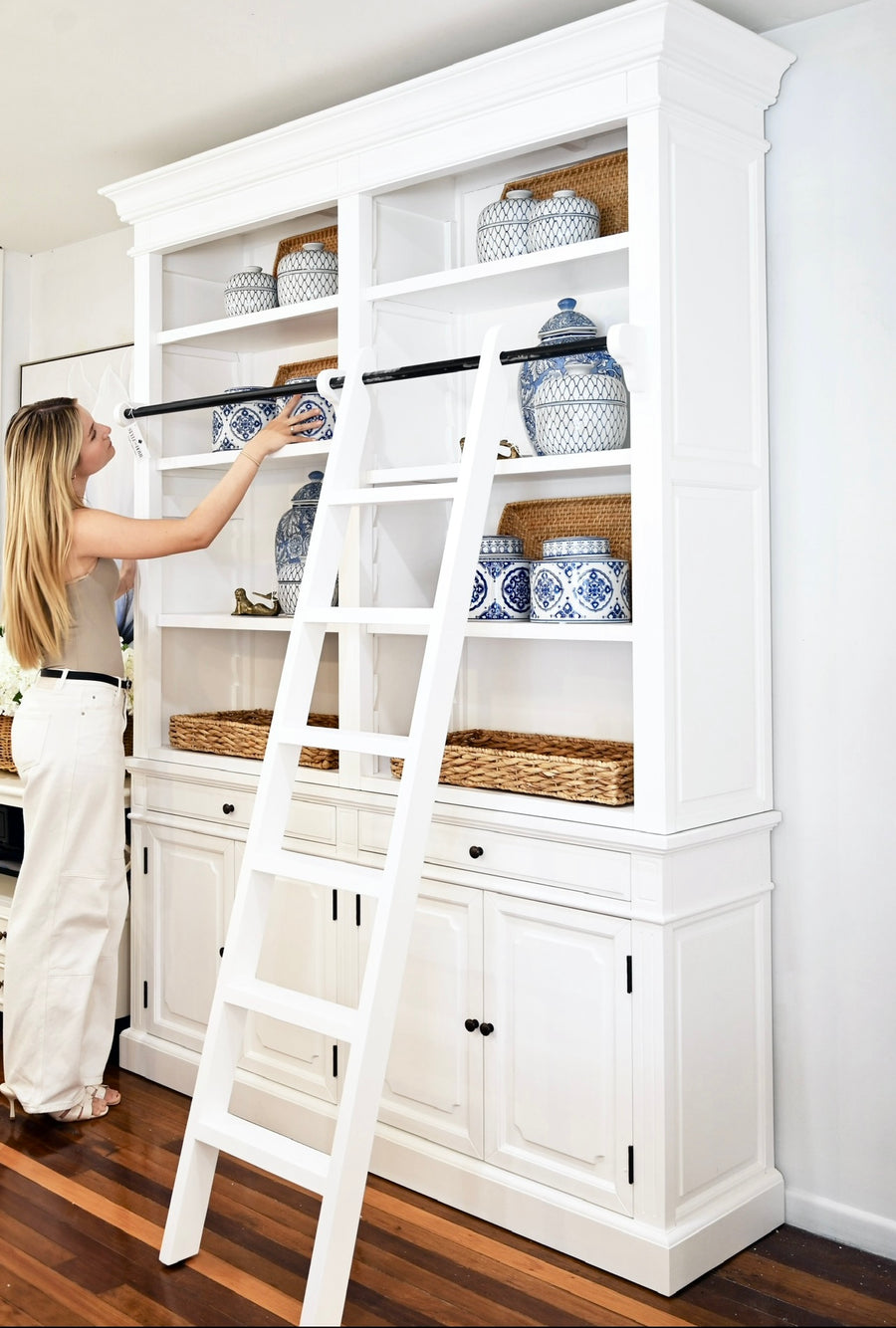 Oxford Two Bay Bookcase with Ladder