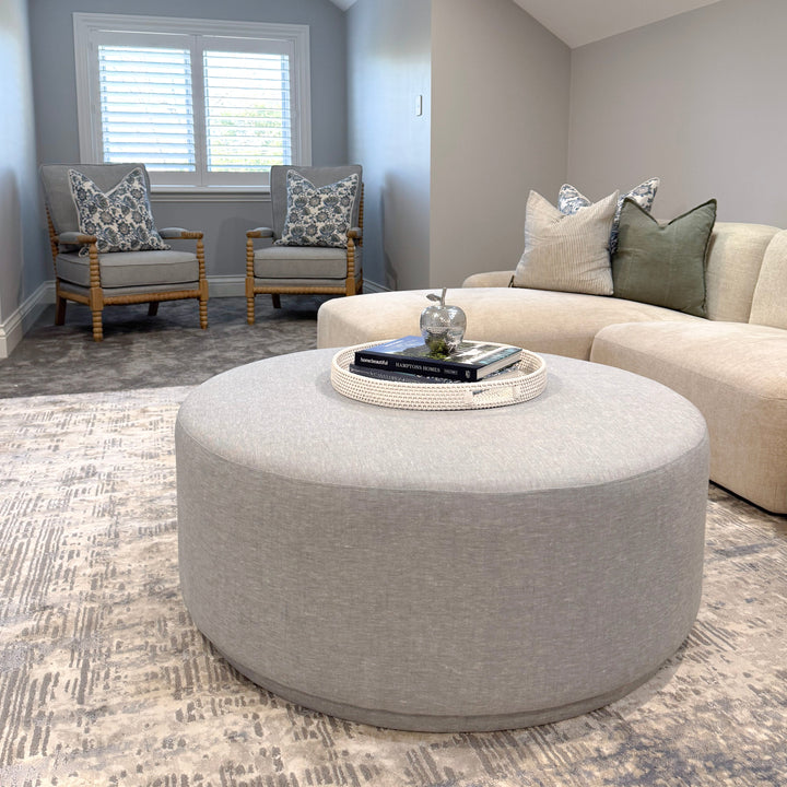 Justine Upholstered Round Large Ottoman