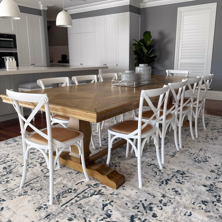 Farah Distressed Contemporary White Blue Grey Rectangle Rug