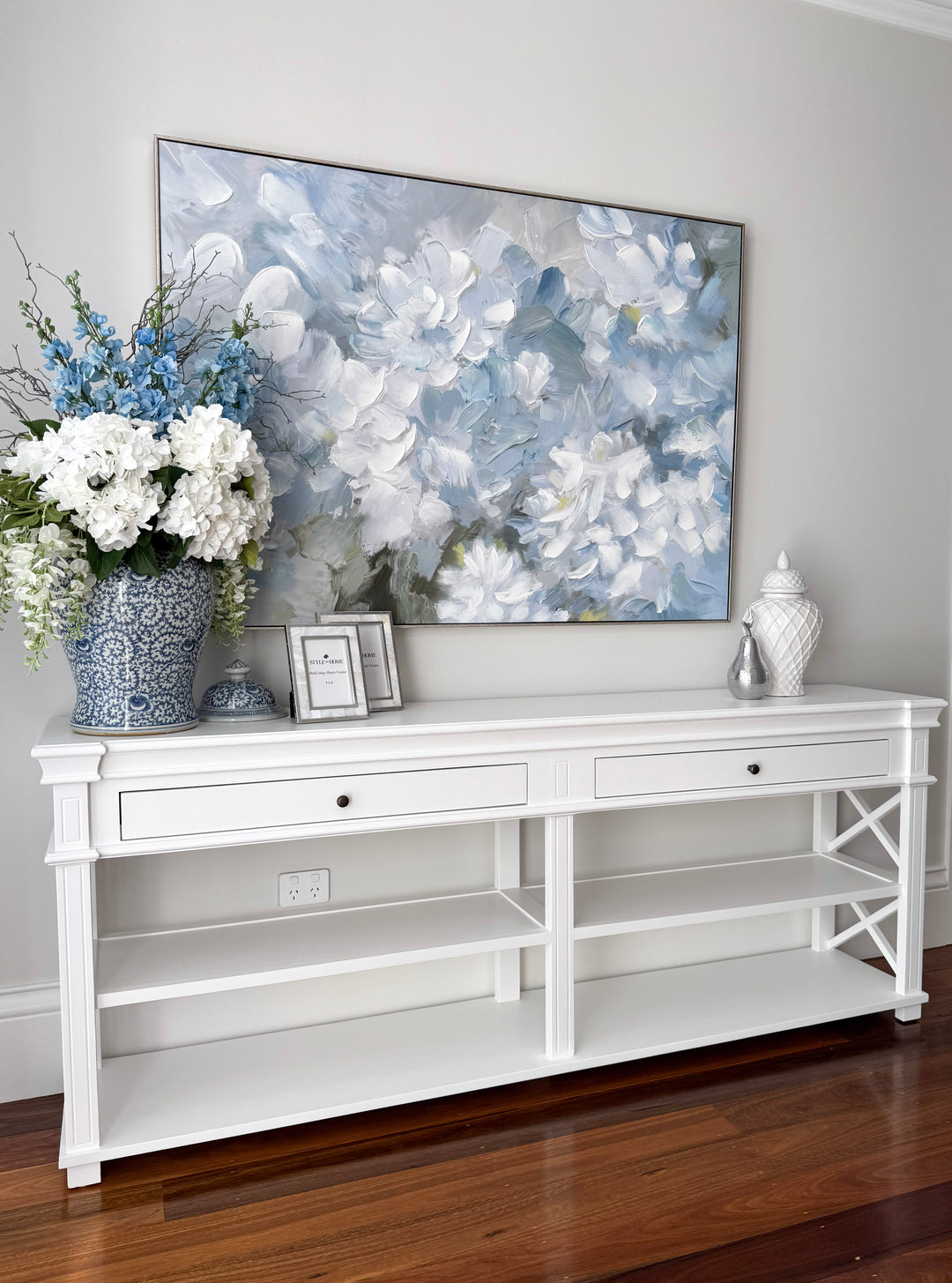 Hydrangea Haven Canvas In Antique Silver Frame