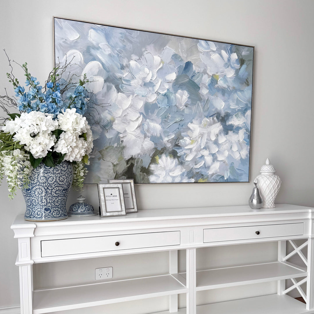 Hydrangea Haven Canvas In Antique Silver Frame