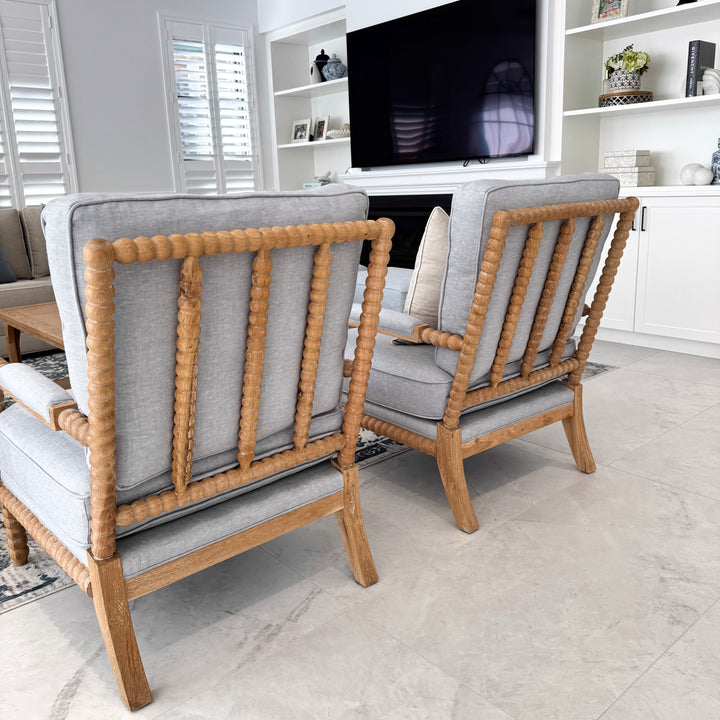 Bobbin Linen And Oak Armchair