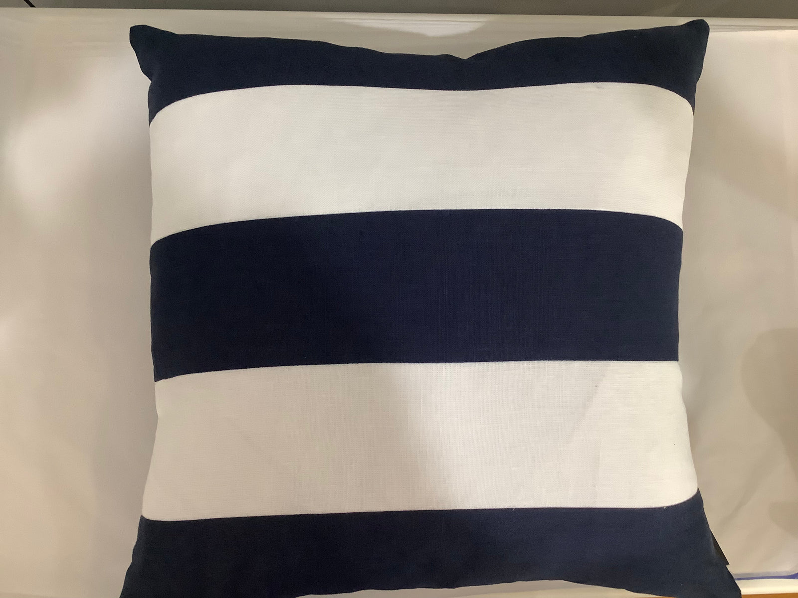 Linen Stripe Navy 50 x 50