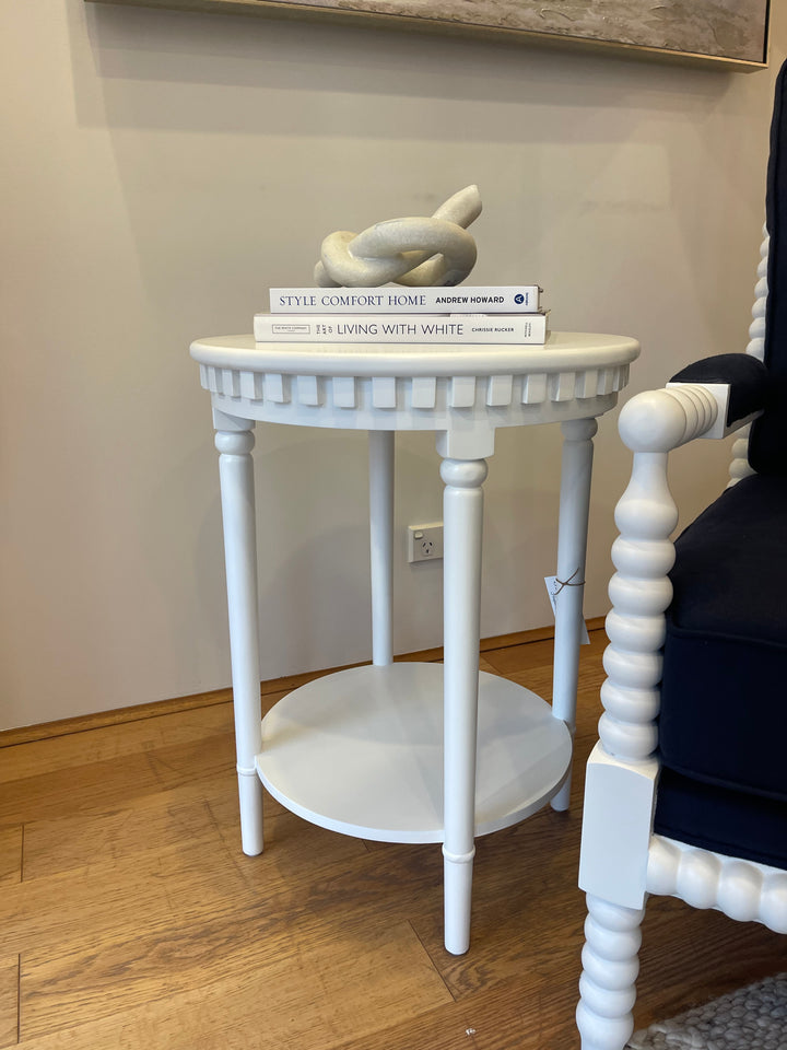 Regency Side Table Satin White 50cm wide x 50cm deep x 65cm high