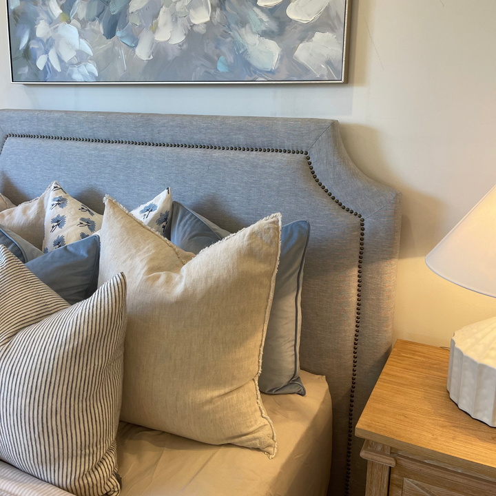Scarlett Linen Bedhead with studs