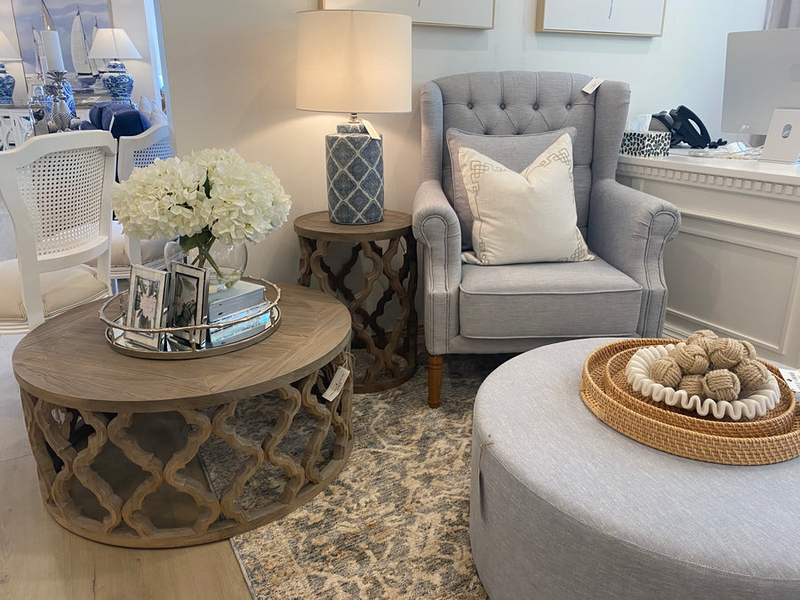 Sahara Round Recycled Elm Side Table - Sydney Floorstock