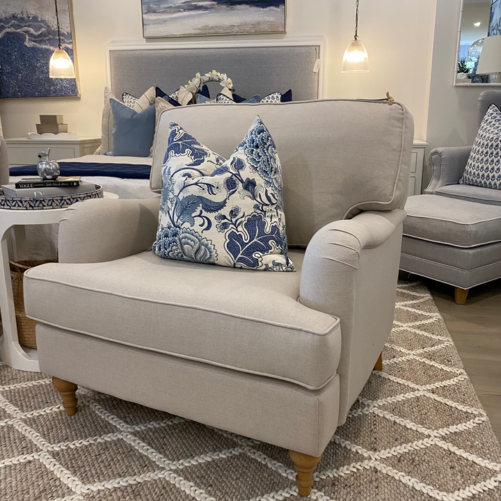 Madeline Linen Armchair Oatmeal 99cm wide x 84cm deep x 80cm high