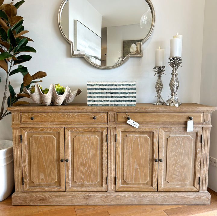 Oxford Medium Buffet Whitewash Oak 163cm wide x 42cm deep x 80cm high