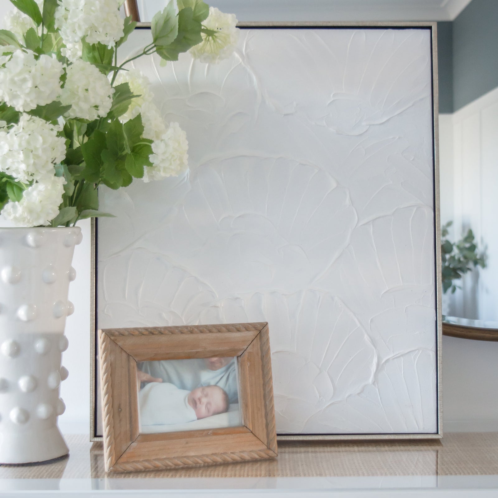 Seashell Imprints Small Canvas In Champagne Frame