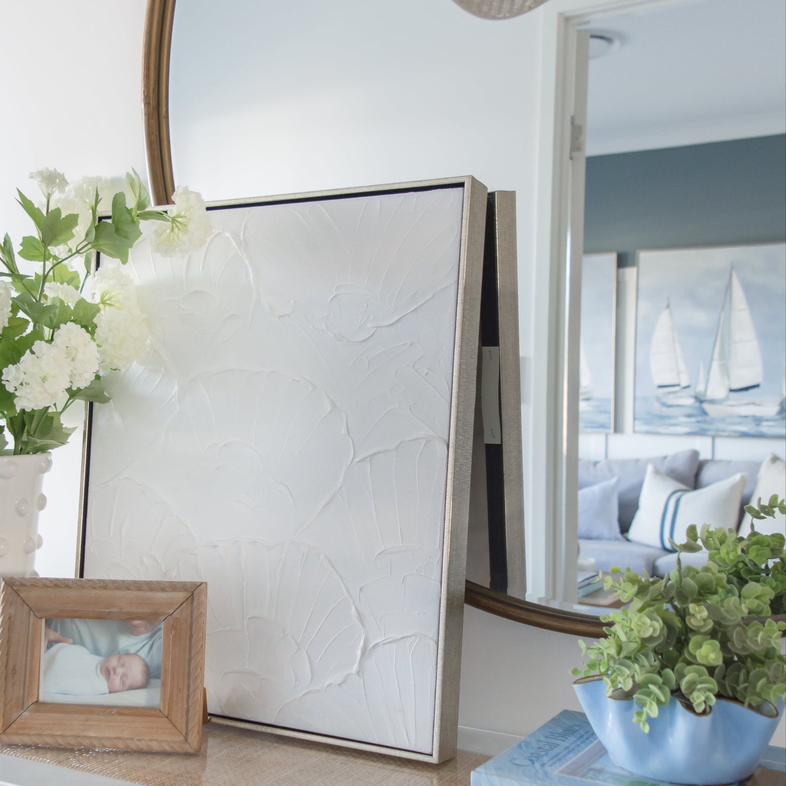 Seashell Imprints Small Canvas In Champagne Frame