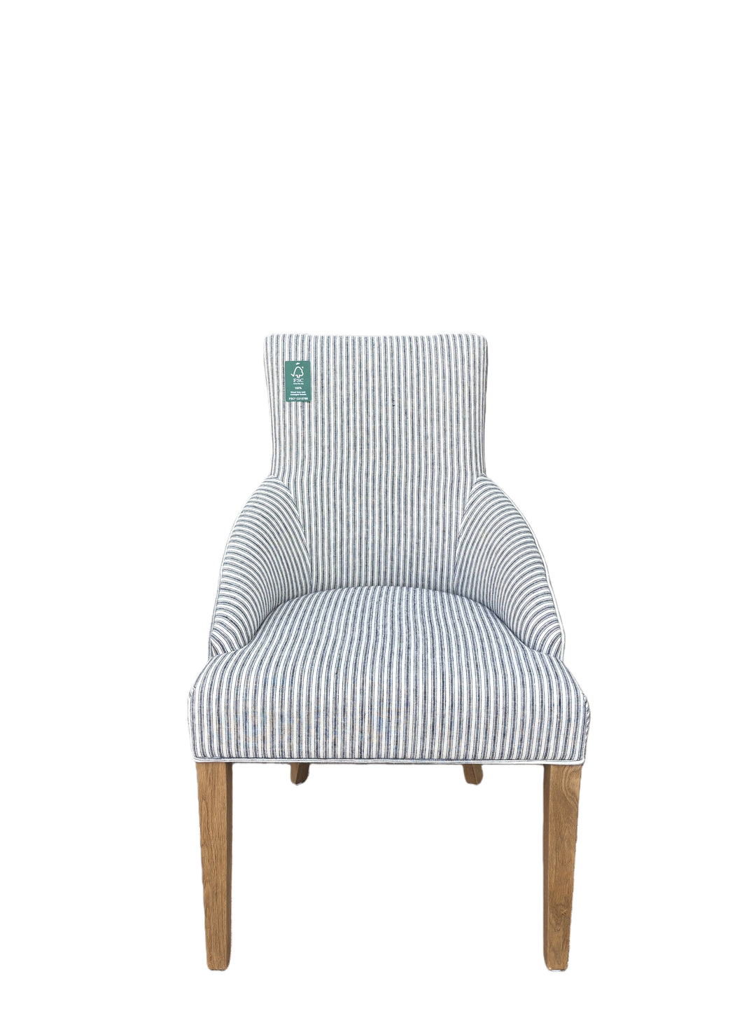 Leopold Plain-Back Upholstered Linen Dining Chair Navy Stripe