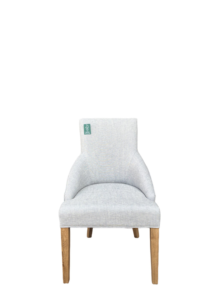 Leopold Plain-Back Upholstered Linen Dining Chair Duck Egg Blue