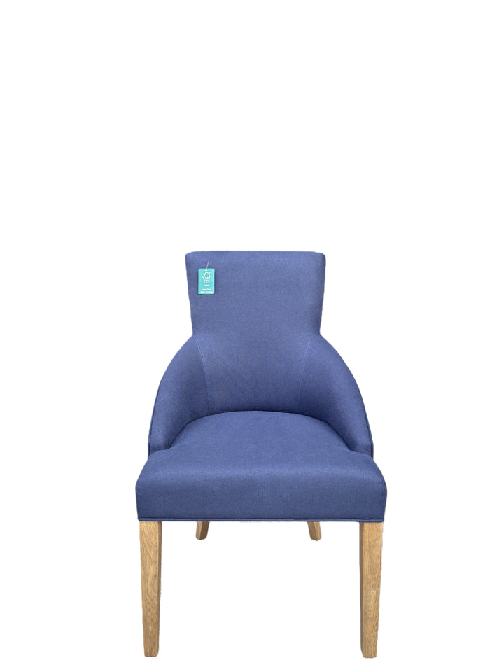 Leopold Plain-Back Upholstered Linen Dining Chair Navy