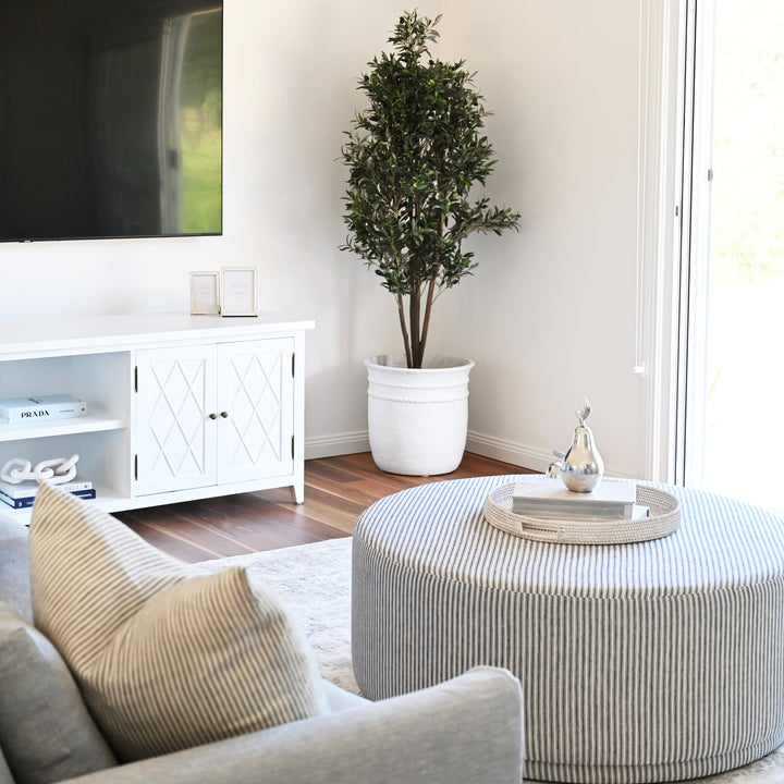 Positano Round White Fibre Clay Planter